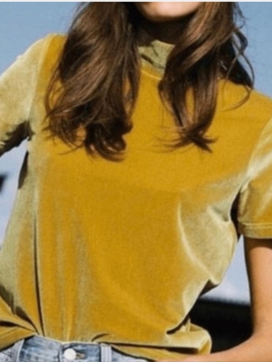 Madewell Tops - Madewell Mock Neck Velvet Top In Goldenrod Sz S EUC